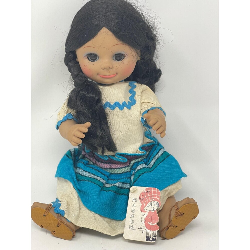 1980s JESSICA MAGNON Little Mexican Girl Rubber DOLL Freckles Spanish Jointed Po